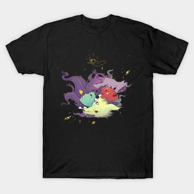 Wolves And Witches Rainbow Art T-Shirt by cellsdividing